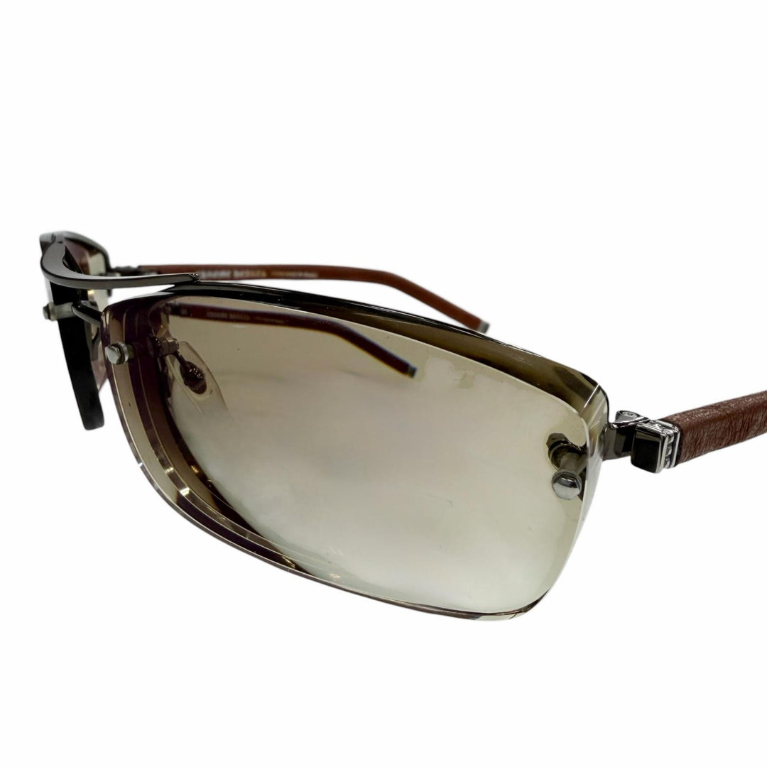 Very Good CHROME HEARTS sunglasses AMPED Cancer metallic leather mens