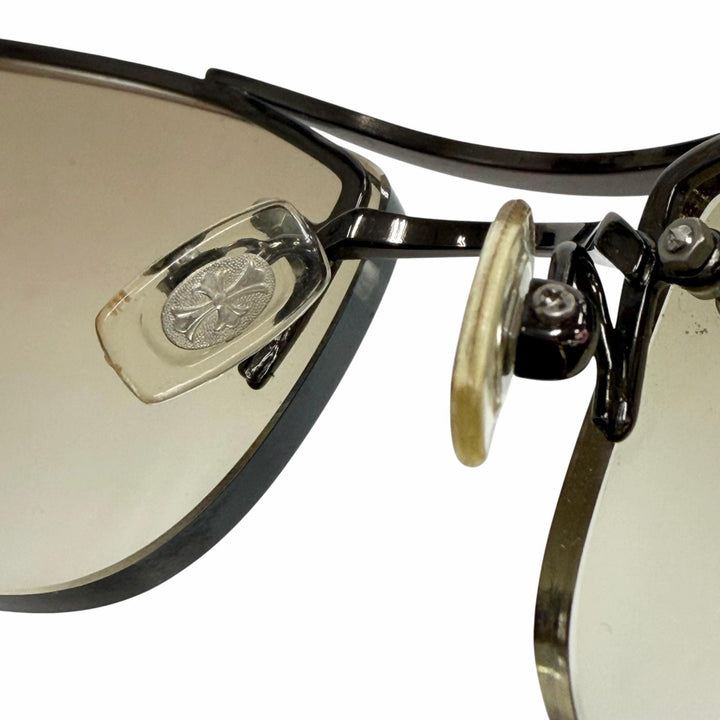 Very Good CHROME HEARTS sunglasses AMPED Cancer metallic leather mens