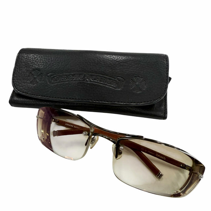 Very Good CHROME HEARTS sunglasses AMPED Cancer metallic leather mens