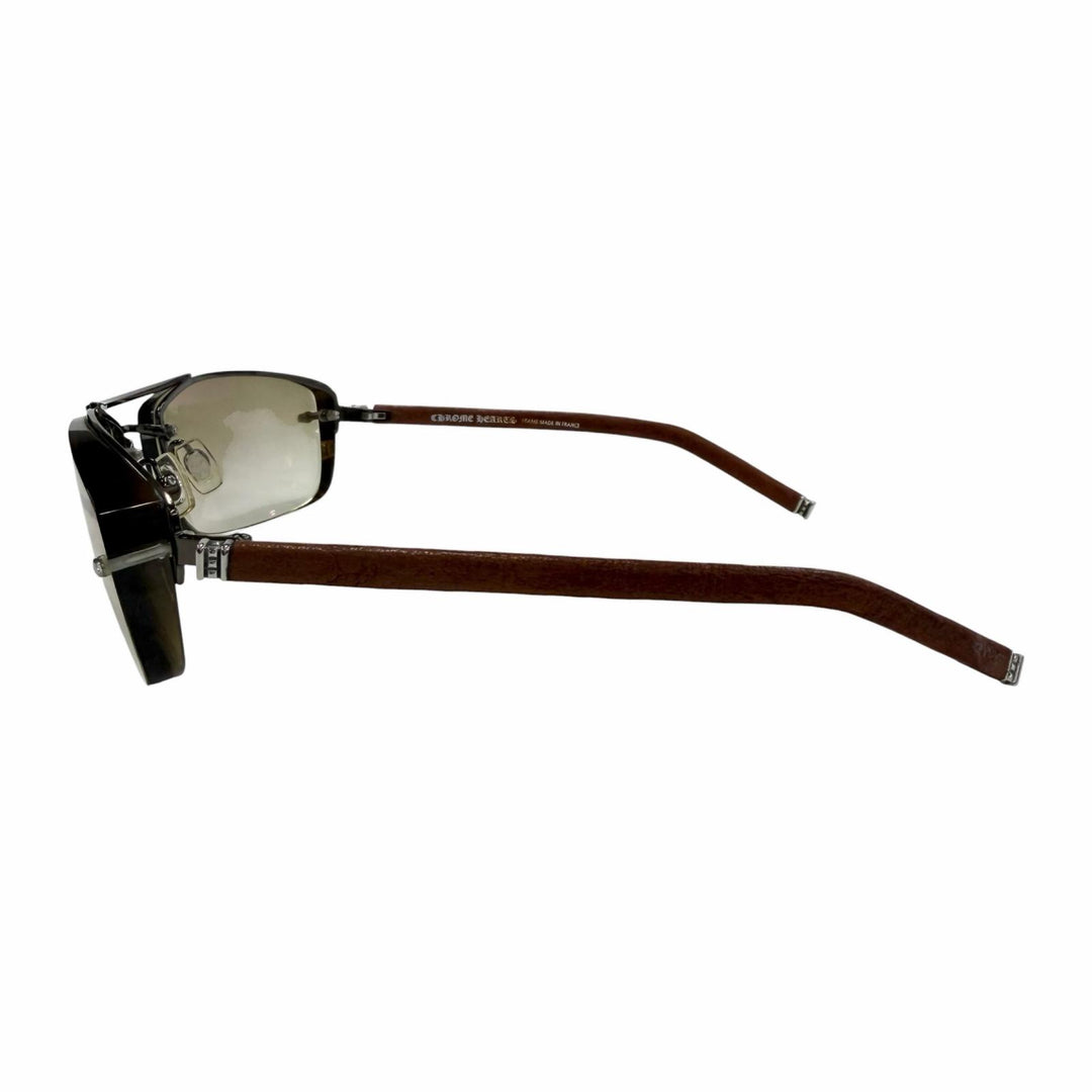 Very Good CHROME HEARTS sunglasses AMPED Cancer metallic leather mens