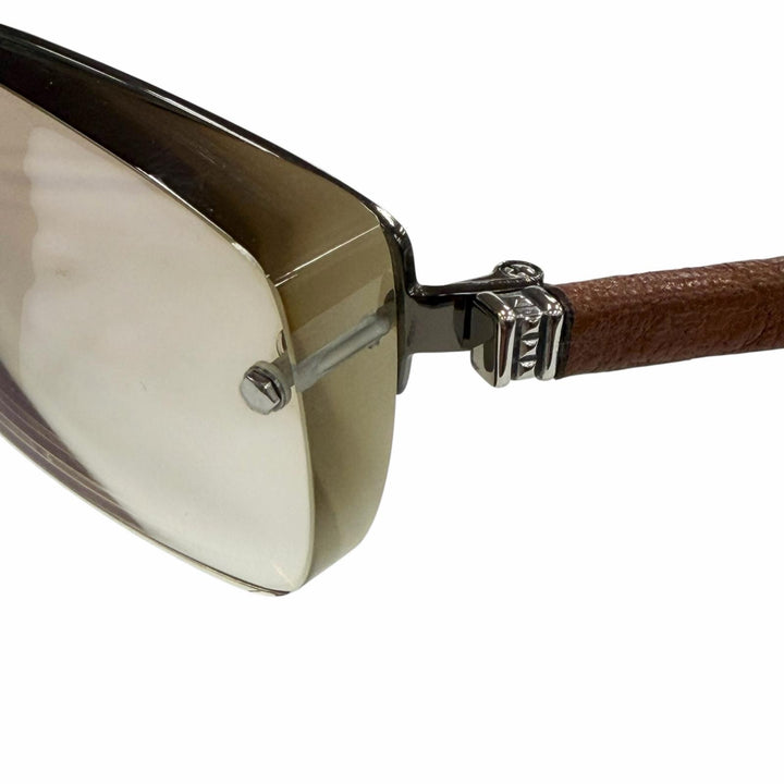 Very Good CHROME HEARTS sunglasses AMPED Cancer metallic leather mens