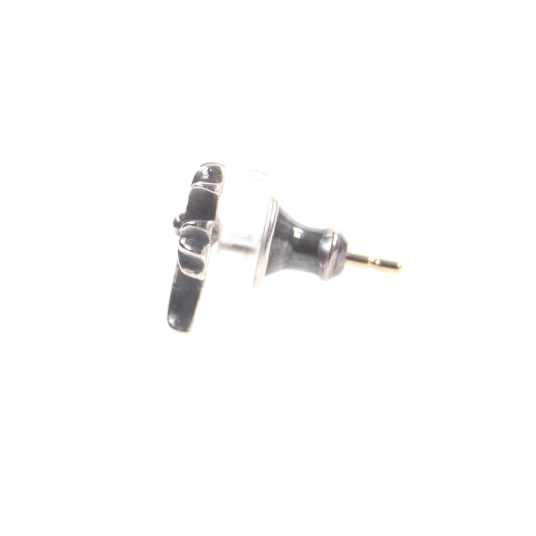 Great CHROME HEARTS Pierce CH cross fat stud Silver 925 mens