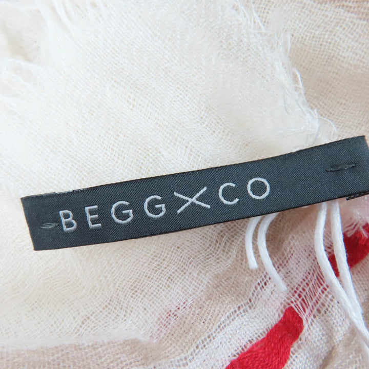 Pristine BEGG&CO shawl Large size with fringe Ivory cashmere Women