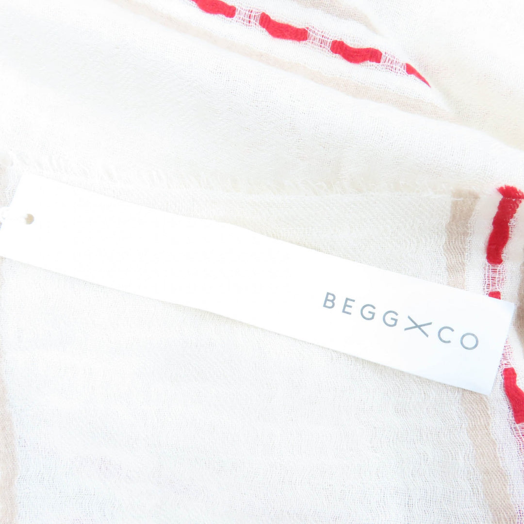 Pristine BEGG&CO shawl Large size with fringe Ivory cashmere Women