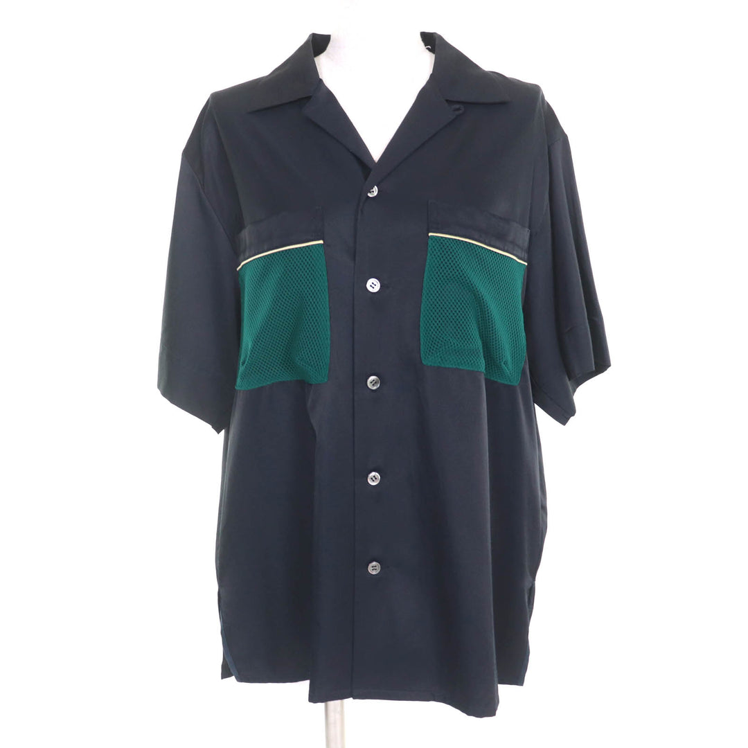Excellent sawa takai Short sleeve shirt Dark navy Rayon Women S Stainless Steel