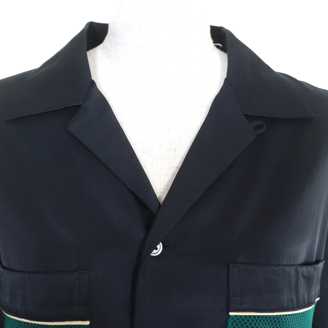 Excellent sawa takai Short sleeve shirt Dark navy Rayon Women S Stainless Steel