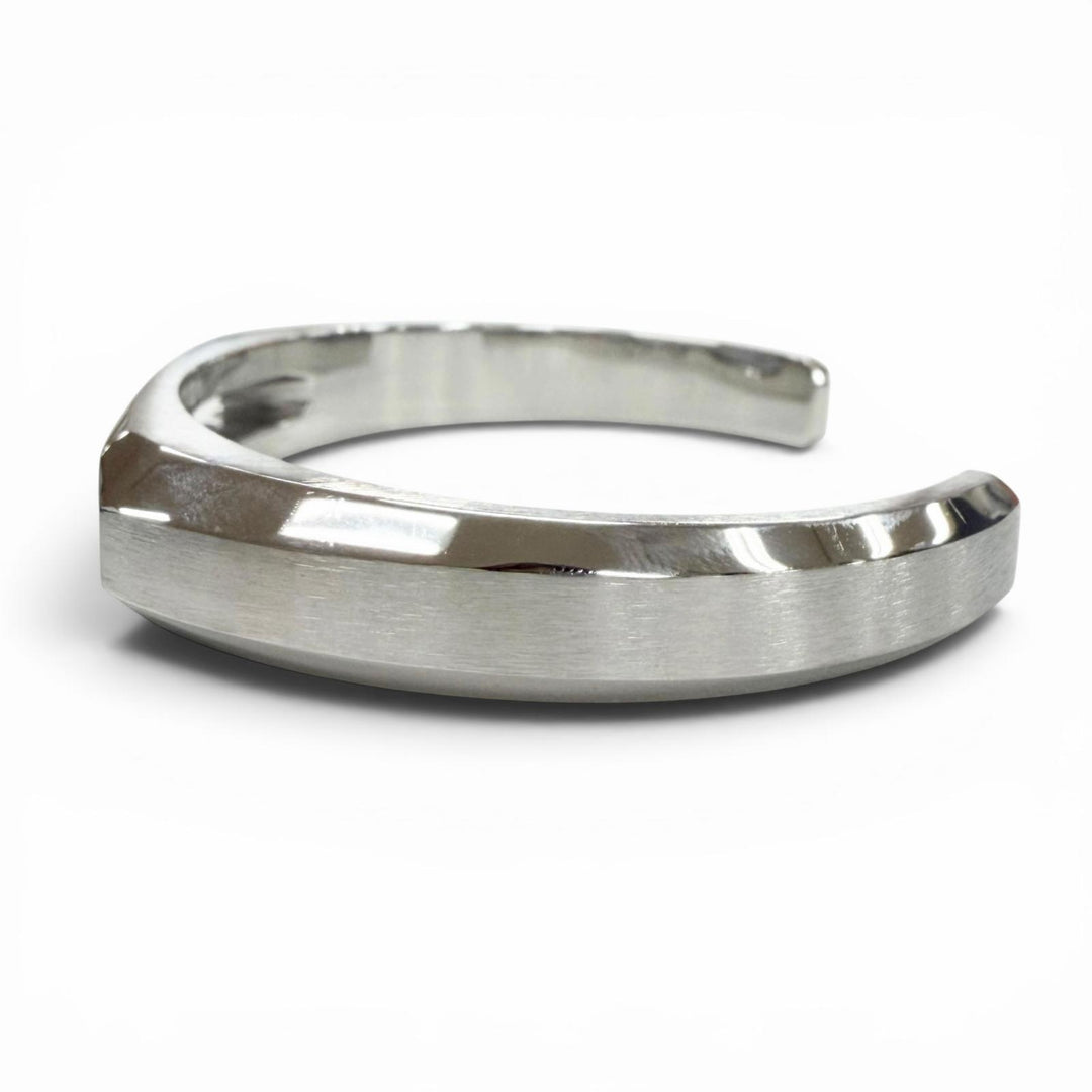 Excellent HERMES bracelet Delta cuff T5 Bangle Silver metal mens