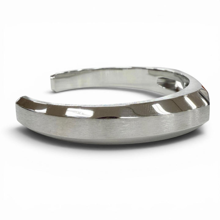 Excellent HERMES bracelet Delta cuff T5 Bangle Silver metal mens
