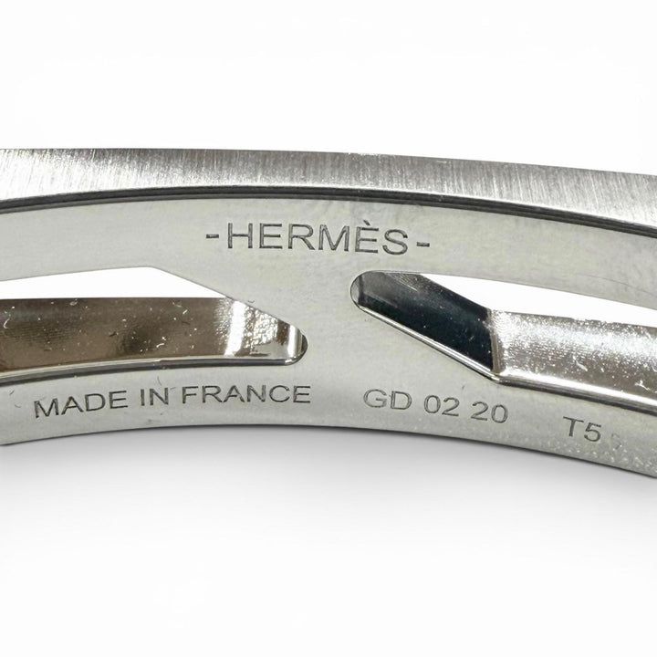 Excellent HERMES bracelet Delta cuff T5 Bangle Silver metal mens