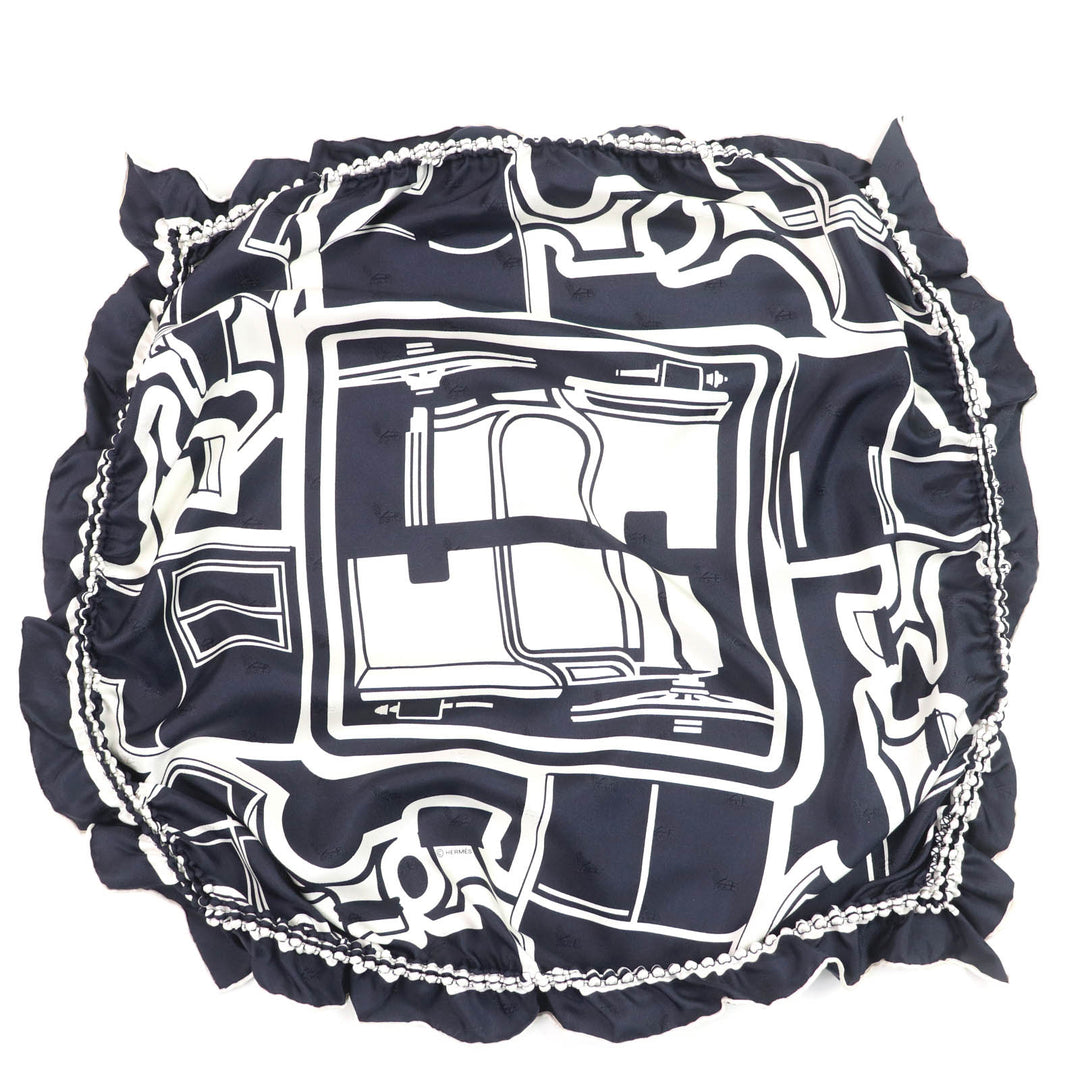 Excellent HERMES scarf COUPES TATTOO Coupe Tatouage Full Full Design Navy silk Women