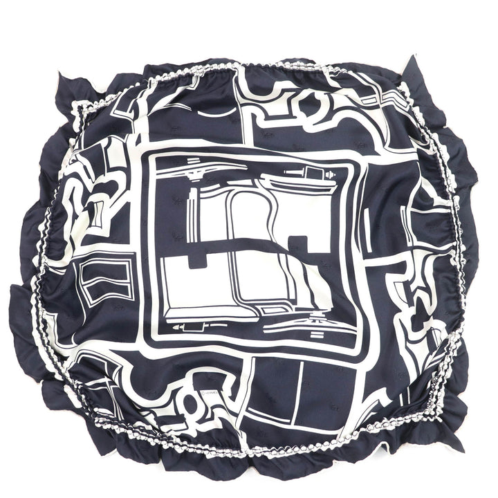 Excellent HERMES scarf COUPES TATTOO Coupe Tatouage Full Full Design Navy silk Women