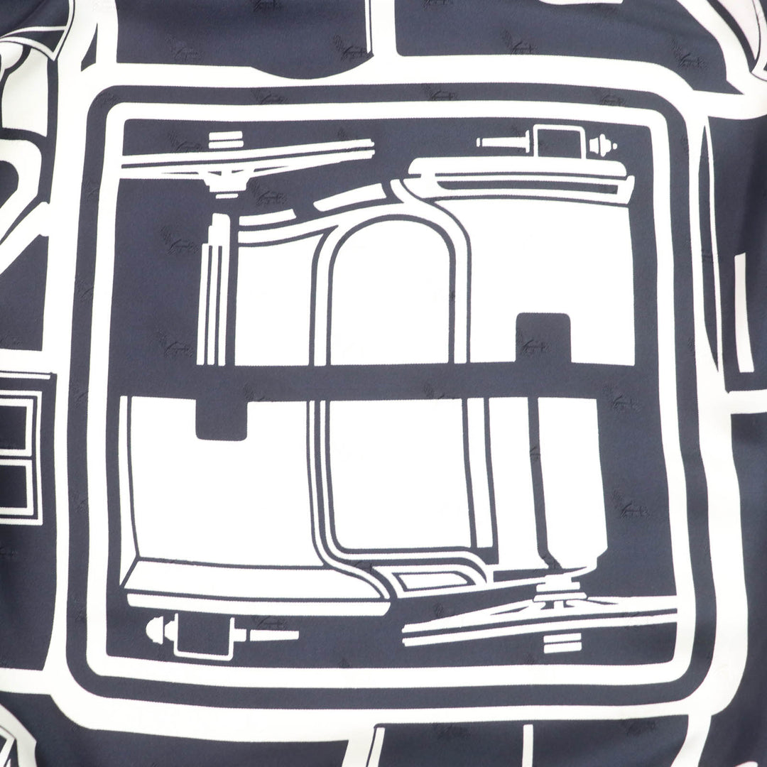 Excellent HERMES scarf COUPES TATTOO Coupe Tatouage Full Full Design Navy silk Women