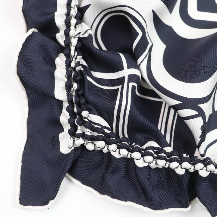 Excellent HERMES scarf COUPES TATTOO Coupe Tatouage Full Full Design Navy silk Women