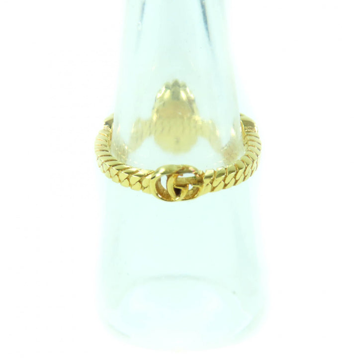 Excellent GUCCI Ring Double G Rhinestone F Pearl Flower gold Women XS 702585