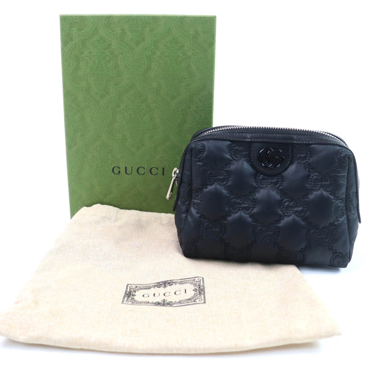 Excellent GUCCI Pouch GG Marmont makeup pouch Black purple Nylon Women 72604