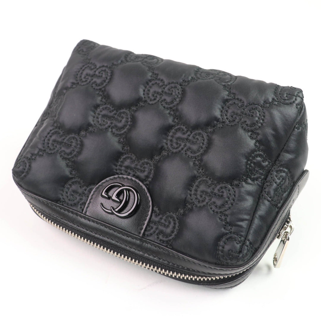 Excellent GUCCI Pouch GG Marmont makeup pouch Black purple Nylon Women 72604