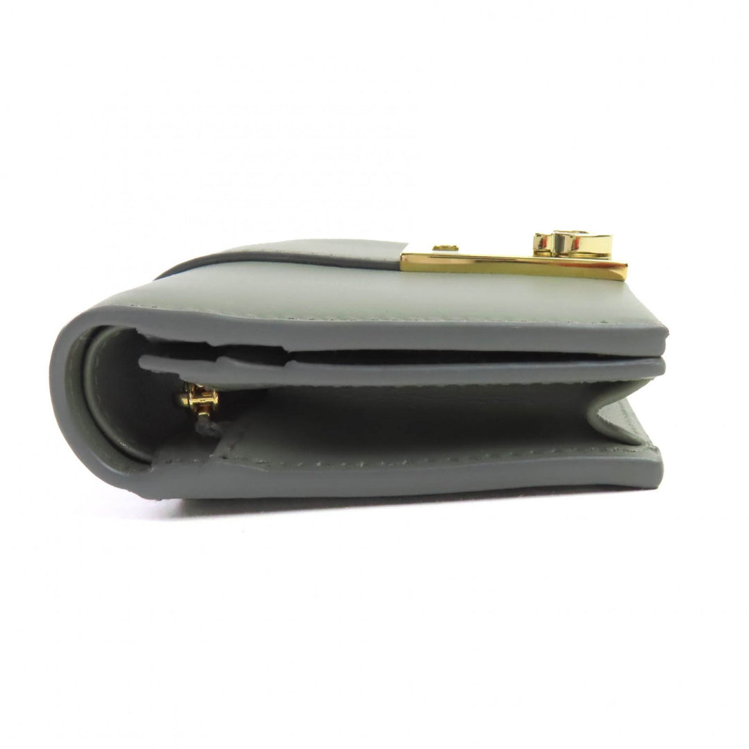 Excellent FERRAGAMO Bifold Wallet Ash gray leather Women 0775288