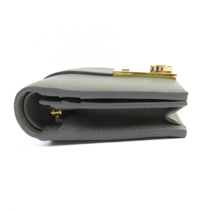 Excellent FERRAGAMO Bifold Wallet Ash gray leather Women 0775288