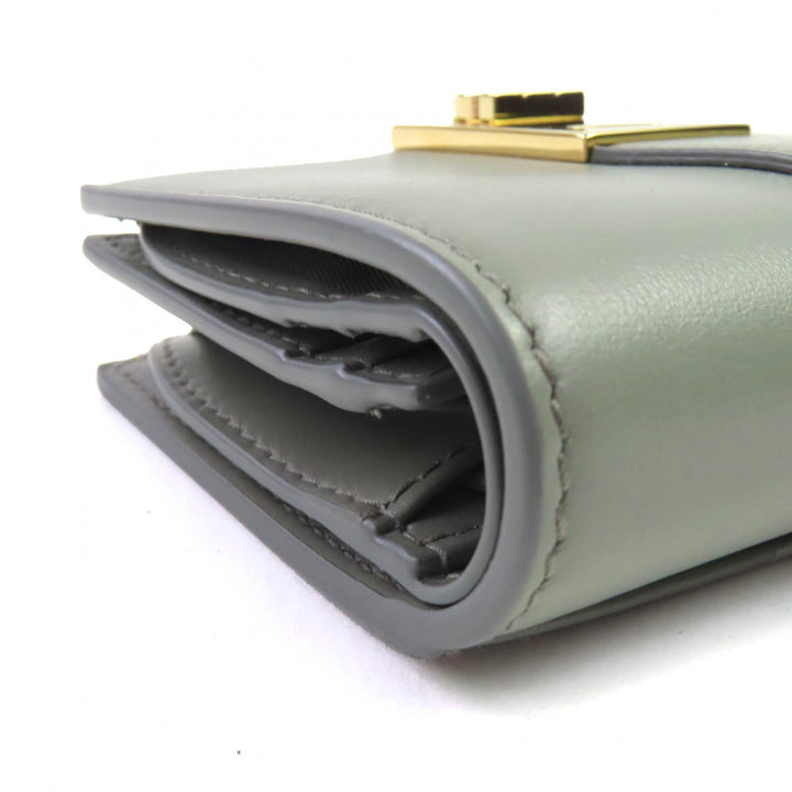 Excellent FERRAGAMO Bifold Wallet Ash gray leather Women 0775288