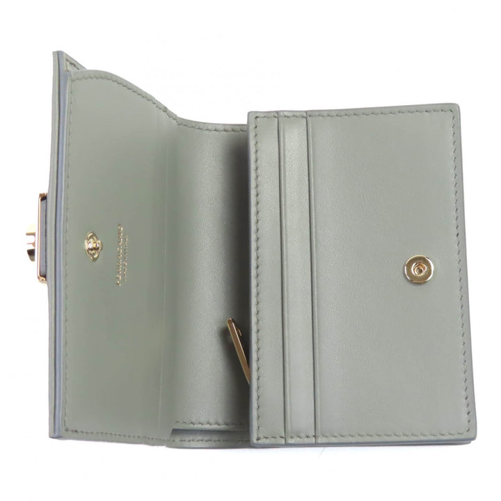 Excellent FERRAGAMO Bifold Wallet Ash gray leather Women 0775288