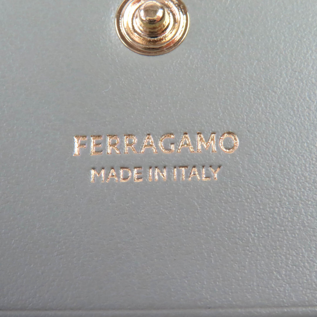 Excellent FERRAGAMO Bifold Wallet Ash gray leather Women 0775288