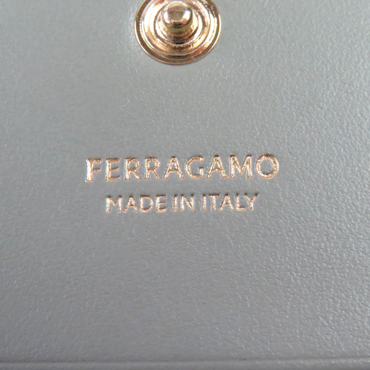 Excellent FERRAGAMO Bifold Wallet Ash gray leather Women 0775288