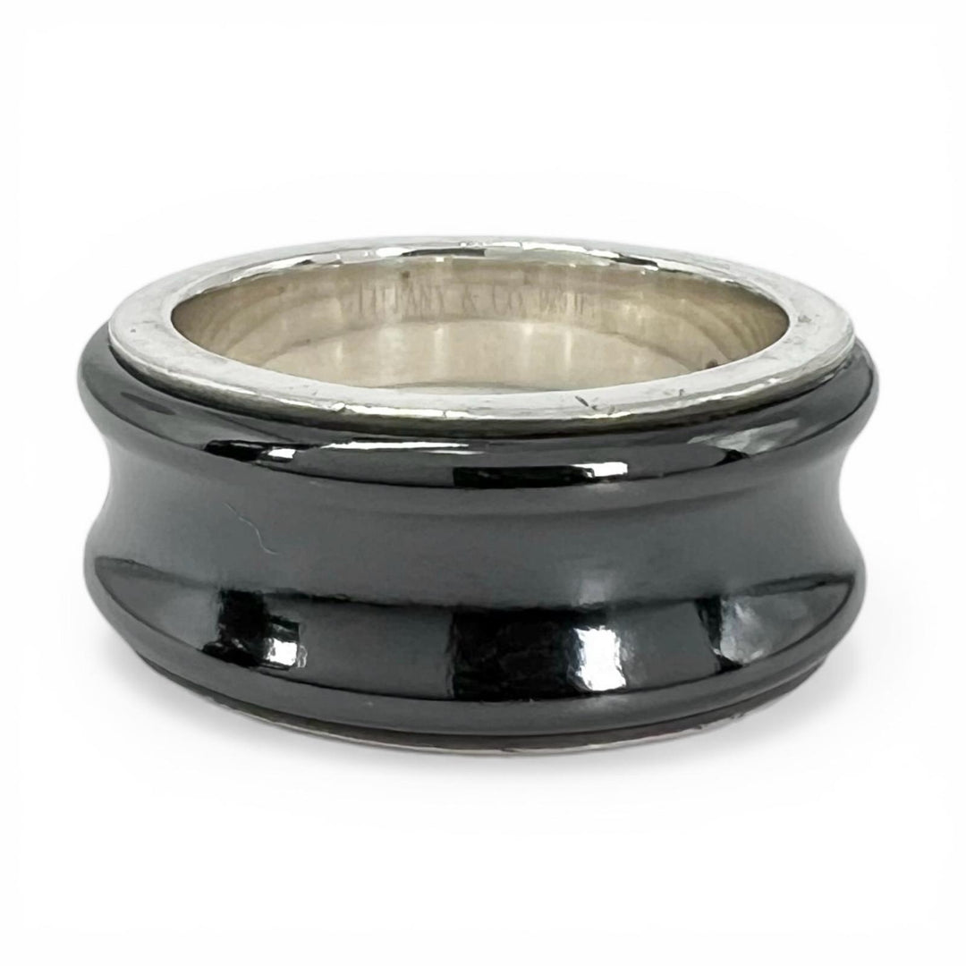Great TIFFANY&Co. Ring 1837 Narrow black 925 Women