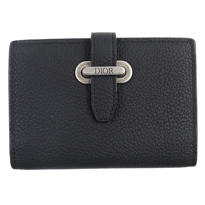 Excellent DIOR Dior Normandie Card Case Logo Leather Card Holder black mens 2LLCH187KEN