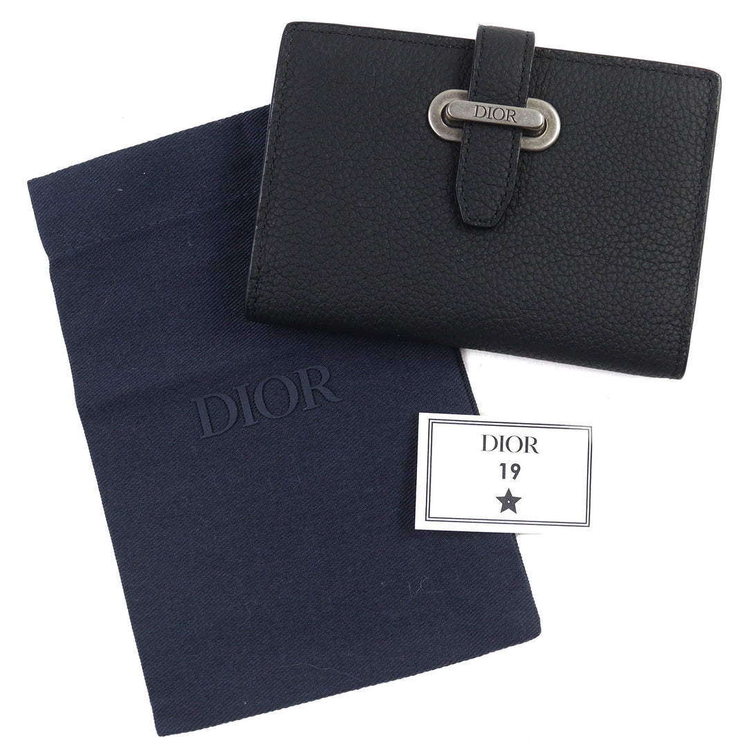 Excellent DIOR Dior Normandie Card Case Logo Leather Card Holder black mens 2LLCH187KEN