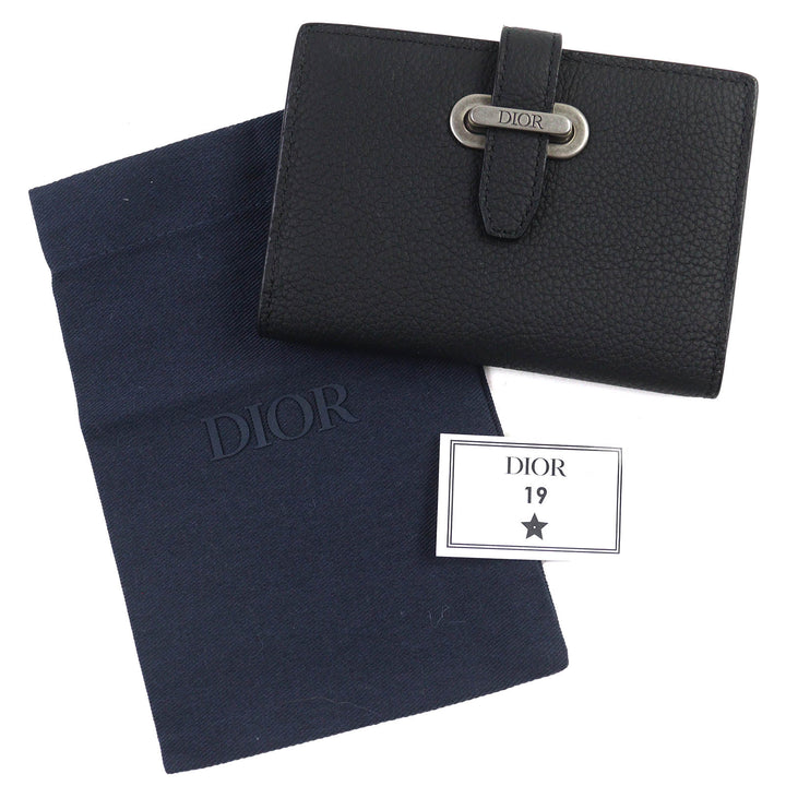 Excellent DIOR Dior Normandie Card Case Logo Leather Card Holder black mens 2LLCH187KEN