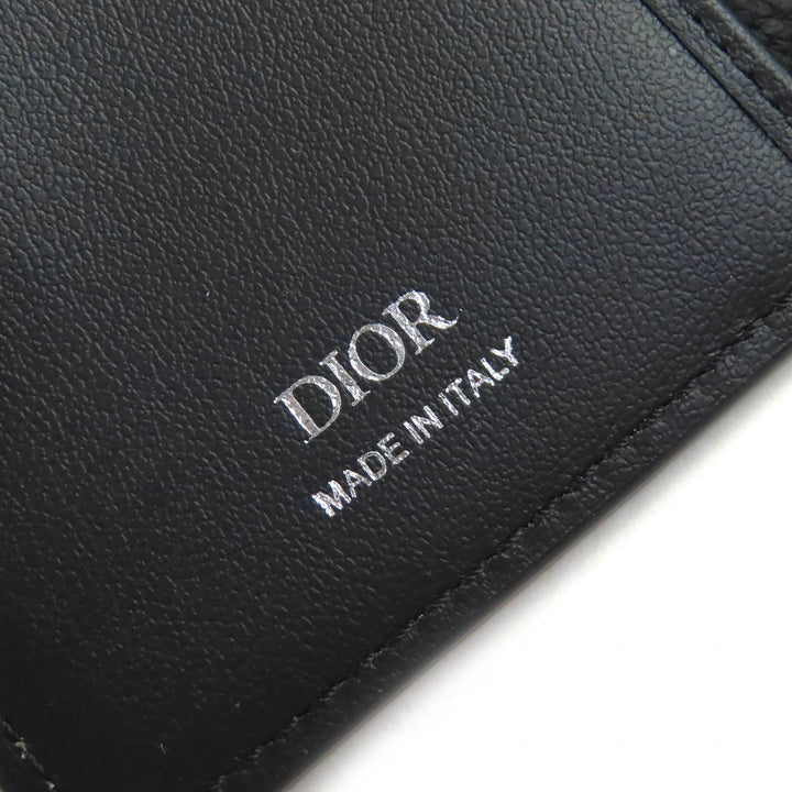 Excellent DIOR Dior Normandie Card Case Logo Leather Card Holder black mens 2LLCH187KEN