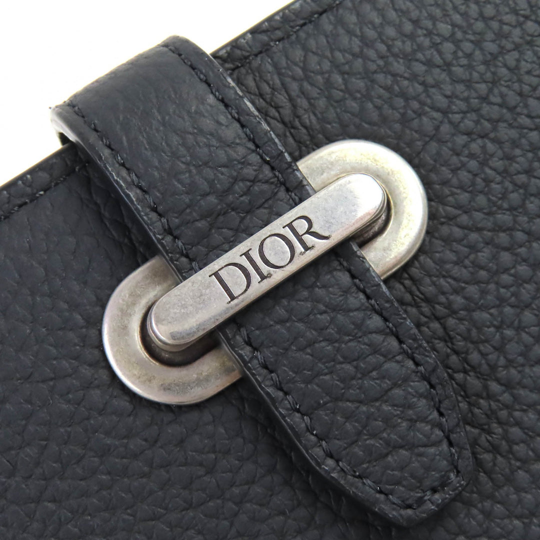 Excellent DIOR Dior Normandie Card Case Logo Leather Card Holder black mens 2LLCH187KEN