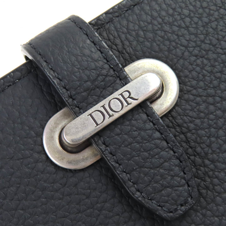 Excellent DIOR Dior Normandie Card Case Logo Leather Card Holder black mens 2LLCH187KEN