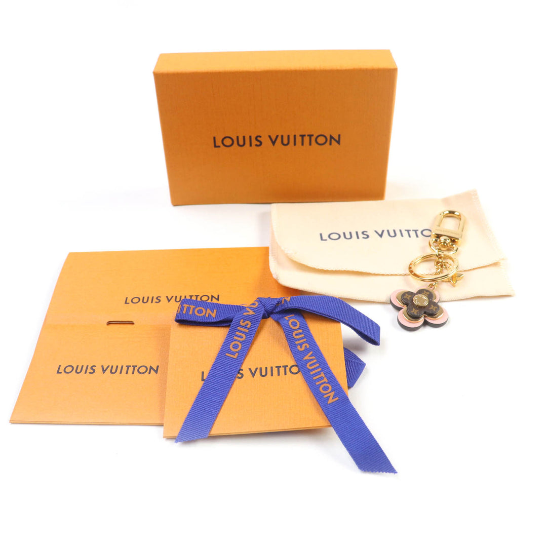 Excellent LOUIS VUITTON key ring Blooming Flower BB Keychain Pink brown M63085