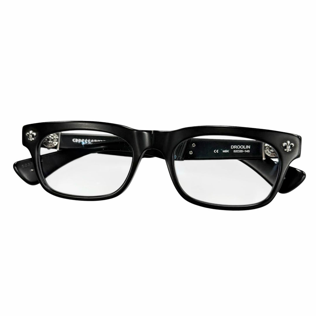 Great CHROME HEARTS Glasses DROOLIN BS Flare Horseshoe Folding black mens