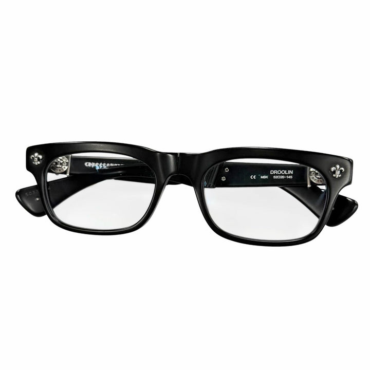 Great CHROME HEARTS Glasses DROOLIN BS Flare Horseshoe Folding black mens
