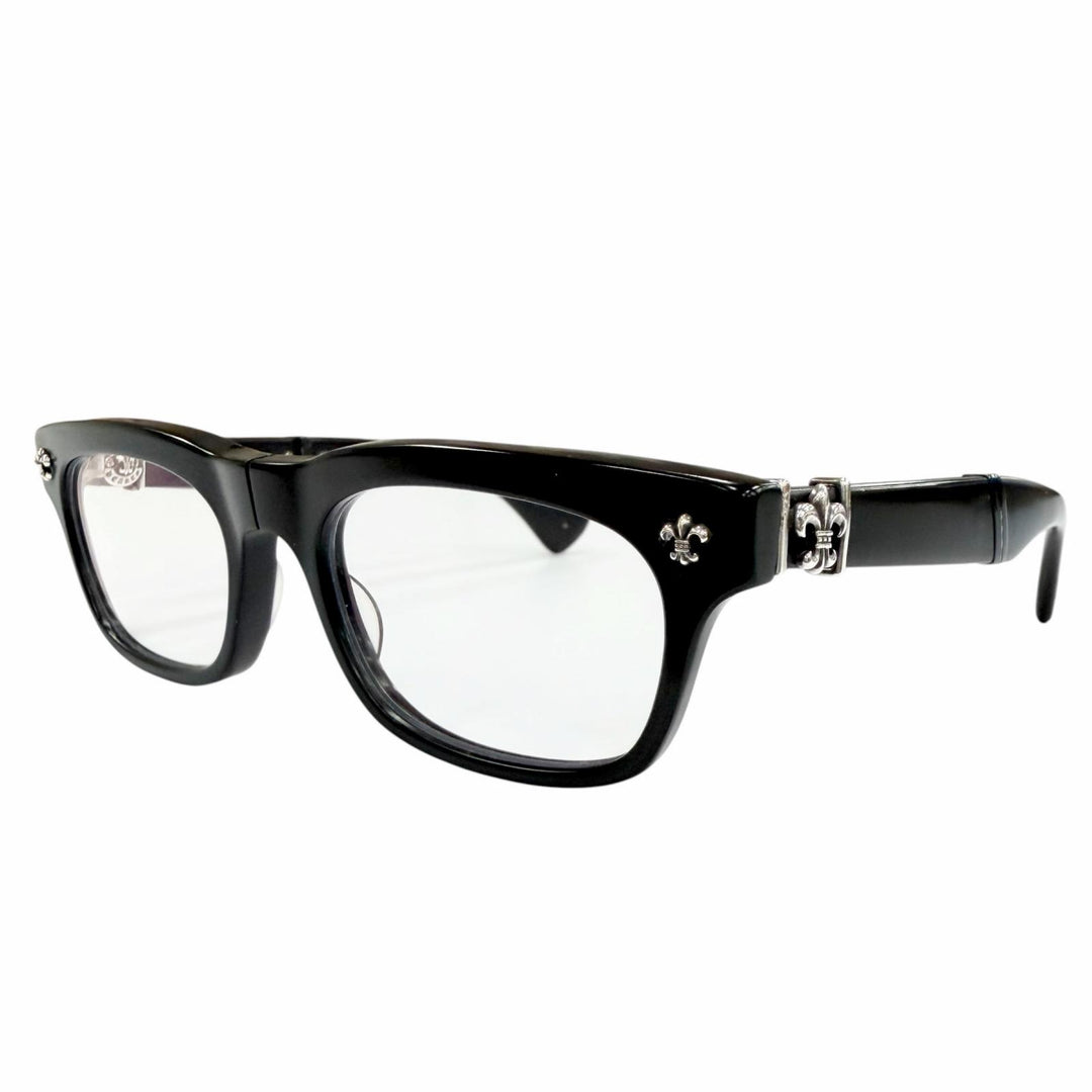 Great CHROME HEARTS Glasses DROOLIN BS Flare Horseshoe Folding black mens
