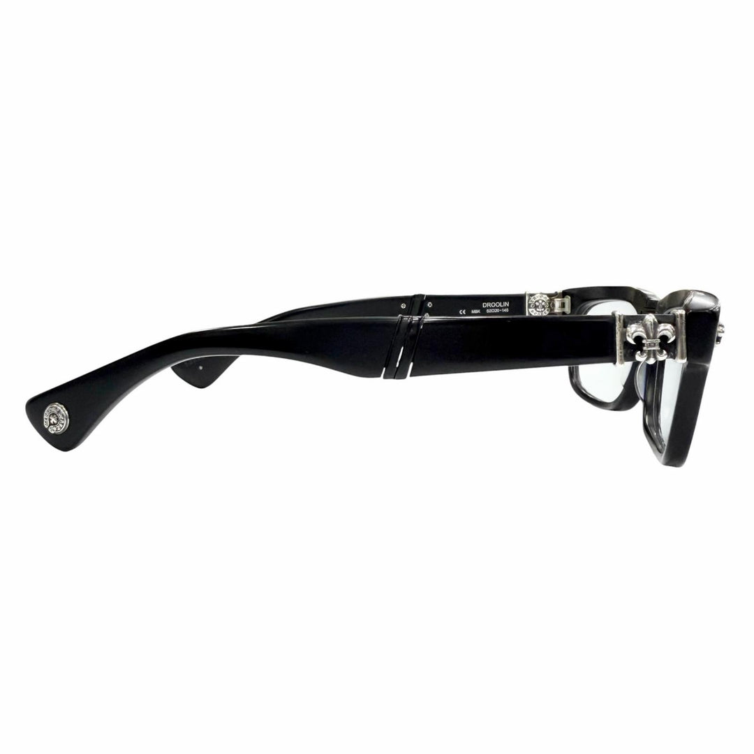 Great CHROME HEARTS Glasses DROOLIN BS Flare Horseshoe Folding black mens
