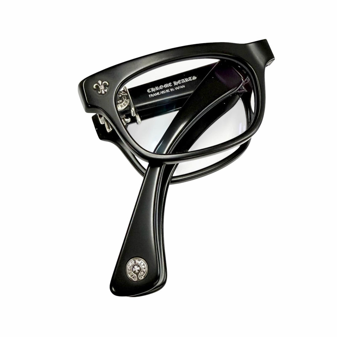 Great CHROME HEARTS Glasses DROOLIN BS Flare Horseshoe Folding black mens