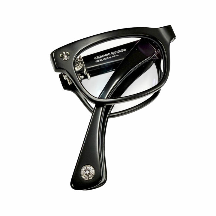 Great CHROME HEARTS Glasses DROOLIN BS Flare Horseshoe Folding black mens