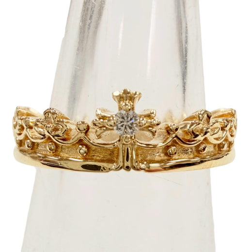 Excellent Justin Davis Ring ring Crown K18 Diamond 1P 0.02ct gold 18K Women