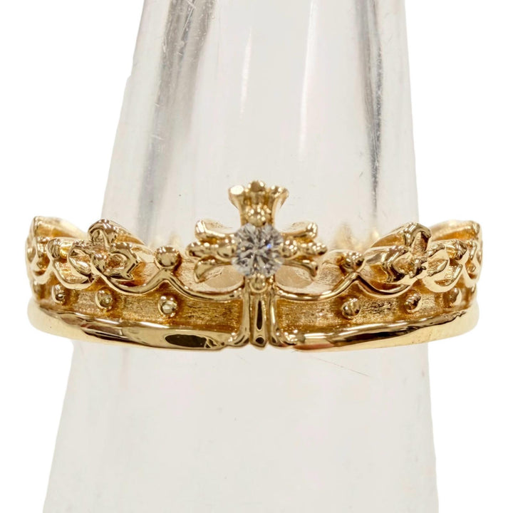 Excellent Justin Davis Ring ring Crown K18 Diamond 1P 0.02ct gold 18K Women