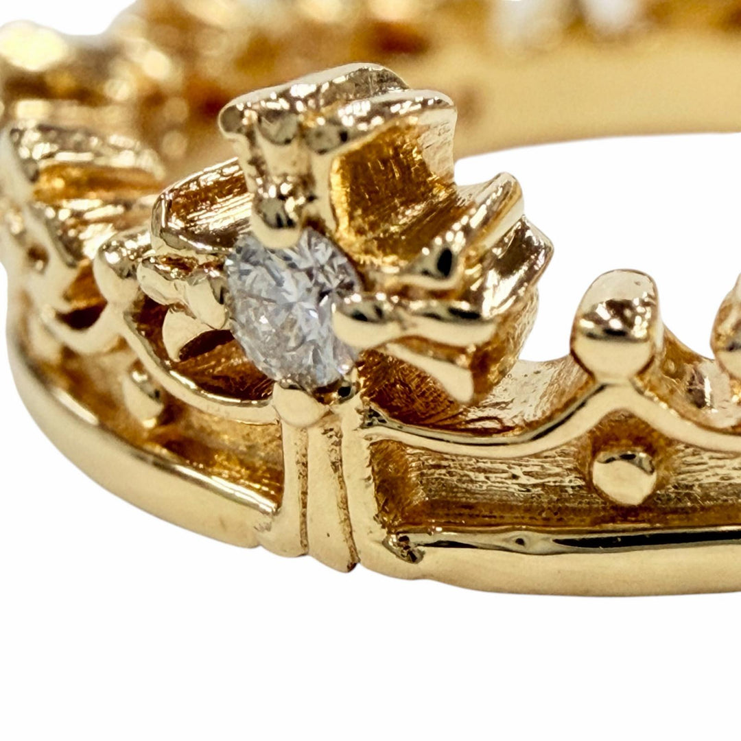 Excellent Justin Davis Ring ring Crown K18 Diamond 1P 0.02ct gold 18K Women