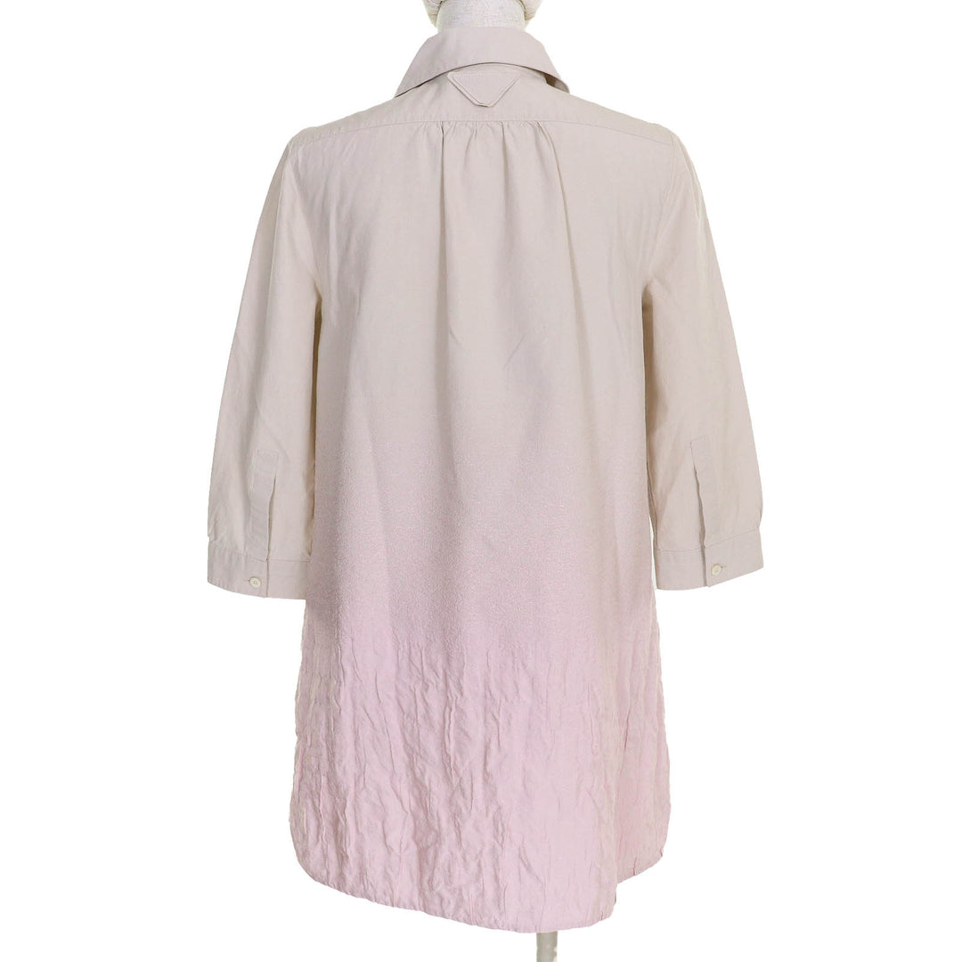 Great PRADA one piece Pink quilted mini dress beige cotton Women 40 P3N16