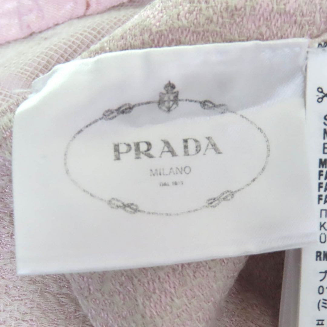 Great PRADA one piece Pink quilted mini dress beige cotton Women 40 P3N16
