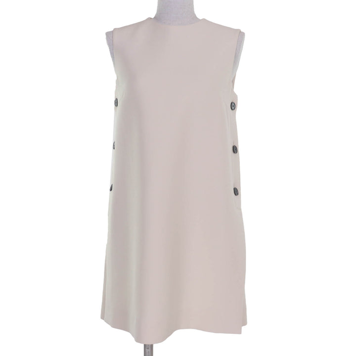 Great Christian Dior one piece Logo button 2-way dress Ivory wool Women 38 341B32A1166