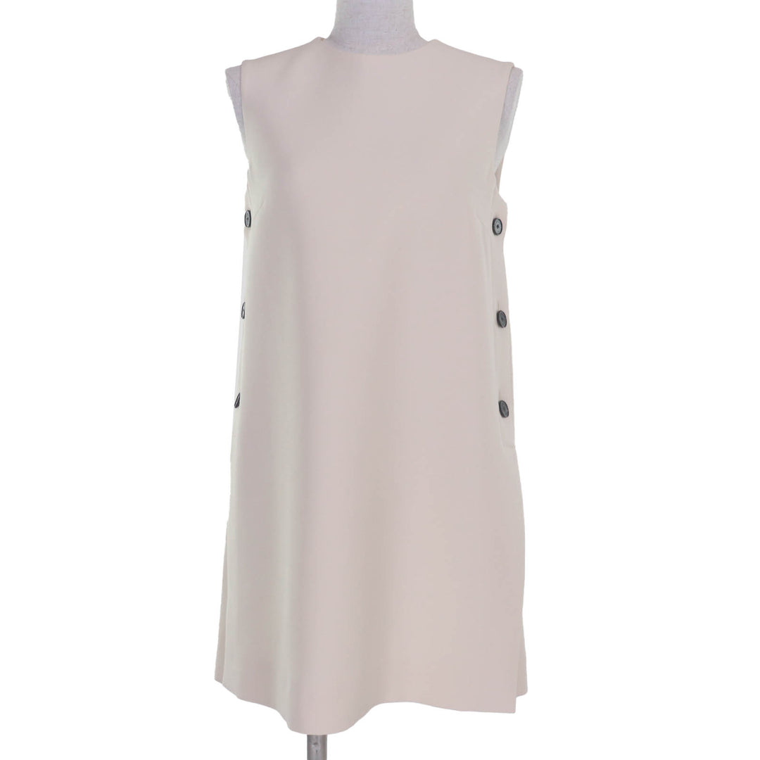 Great Christian Dior one piece Logo button 2-way dress Ivory 38 341B32A1166