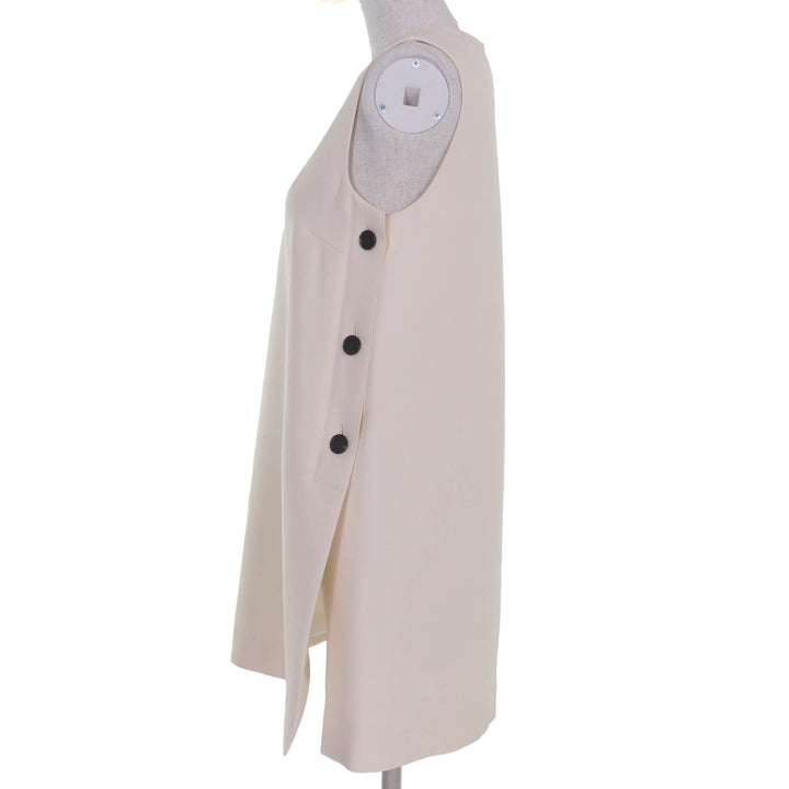 Great Christian Dior one piece Logo button 2-way dress Ivory 38 341B32A1166