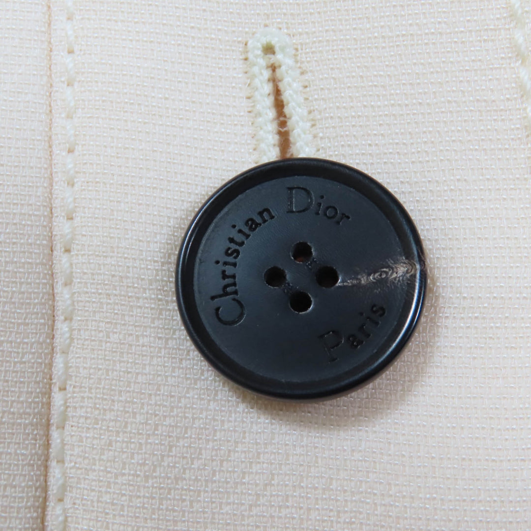 Great Christian Dior one piece Logo button 2-way dress Ivory 38 341B32A1166