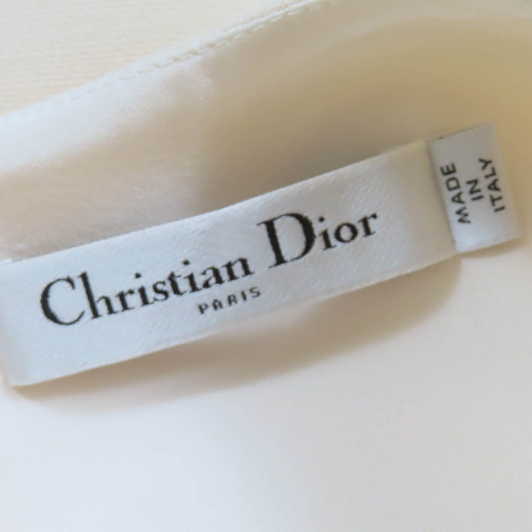 Great Christian Dior one piece Logo button 2-way dress Ivory 38 341B32A1166